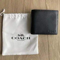 極美品　COACH 二つ折り財布 ブラック　小銭入付き