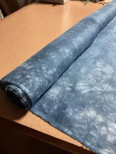 麻☆リネン☆ブルー色☆ムラ柄☆ハンドメイド☆幅110→２m