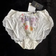 Trefle 花柄刺繍 ホワイトショーツ M