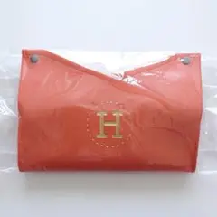 オレンジ 合皮 ティッシュケース Hのロゴ