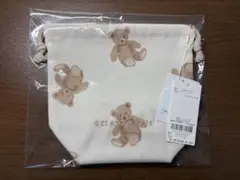 【ベア柄 Sサイズ】ジェラートピケ 巾着袋 お弁当袋 ランチ くまさん クマ