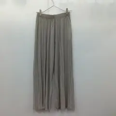 『パンツ』グレー プリーツ ガウチョ ワイド ゆったり【M】ウエストゴム 美脚