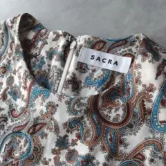 【美品】サクラ ロングワンピース　ペイズリー　フレア　ノースリーブ　総柄