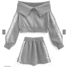 【即購入可】GRL レースブルゾン×ミニスカートスウェットセットアップ