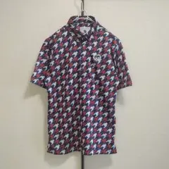 美品 efficace homme エフィカス ゴルフ 総柄 半袖ポロシャツ