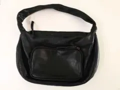 【処分前SALE】ブラックレザーショルダーバッグ