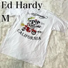 【Ed Hardy】 半袖Tシャツ メンズ M 丸首 トップス プリント 白