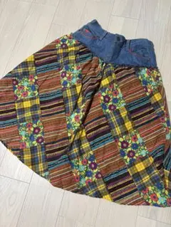 チチカカ　パッチワークデザイン　フレアスカート　Lサイズ
