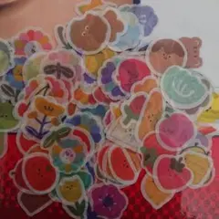 韓国 ミニフレークシール かわいい お花 くだもの