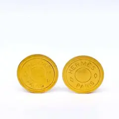 【定番人気】エルメス セリエイヤリング ロゴ ラウンド型 金 8Q11