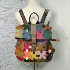 ベラペレ Vera pelle マルチカラー レザー パズル風 リュック