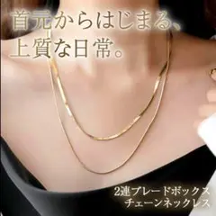 2連　チェーン　ネックレス　ステンレス　ゴールド　ブレードボックス　　男女兼用