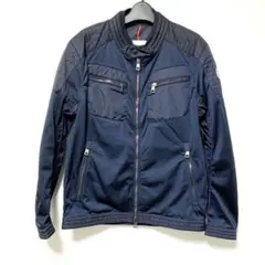 美品 MONCLER モンクレール ライダースブルゾン1 ネイビー 国内正規品