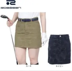 ROSASENゴルフウェア 接触冷感 C/Tリーフ柄 JQストレッチスカート