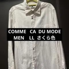 COMME CA MEN 桜色ダイヤ地柄長袖シャツ