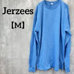 美品✨Jerzees 【M】青 長袖 ユニセックス カジュアル シンプル 無地
