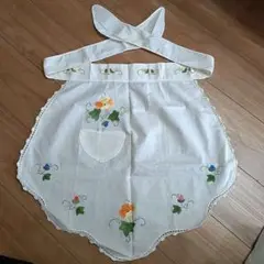 エプロン　アンティーク　刺繍　レトロ　カントリー　レース　レトロ　レディース