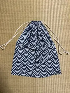 波模様の布製巾着袋