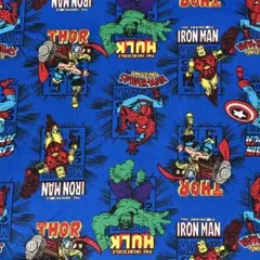50cm アベンジャーズ　マーベル　総柄　大集合　綿　生地　青