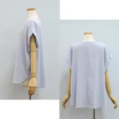 【タグ付き未使用美品！】ディニテコリエ　ブラウス　半袖　ジョーゼット　ブルー