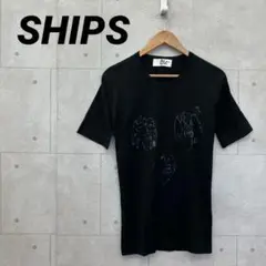 SHIPS シップス Tシャツ メンズ プリント ブラック M