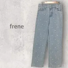 【フラーネ】デニムパンツ M ストレート パール カジュアル フェミニン 綿