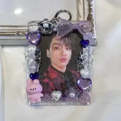 トレカキーホルダーデコ 紫 ジョングク グク クッキー bts JUNGKOOK