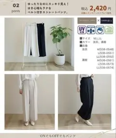 terawear emu しまむら　ワイドパンツ　Mサイズ　淡灰