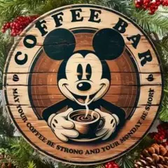 ミッキー コーヒーバー COFFEE BAR ブリキ製看板 ウェルカムボード