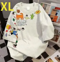 綿100% コットンキャラクターTシャツ　半袖　グレー