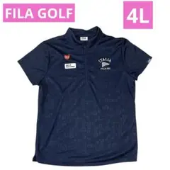 フィラゴルフ ハーフジップ 半袖ポロシャツ 4L 3XL ネイビー レディース