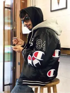 Supreme×champion/Hooded Satin Varsity/M