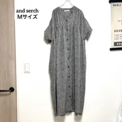 And Search. 花柄 半袖シャツロングワンピース Ｍサイズ　黒白