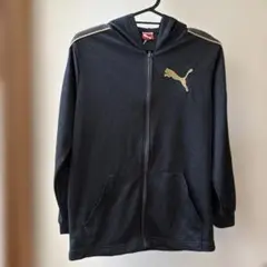 PUMA フード付きジャケット ブラック ダークグレー 150 メッシュ dry