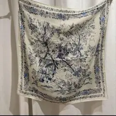 処分大特価‼️ レディースバンダナスカーフ　花柄　植物柄　新品サマーセール　ブルー