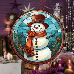 クリスマス雪だるまサンキャッチャー