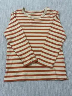 UNIQLO オレンジとクリームのストライプ長袖Tシャツ 90cm
