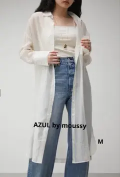 完売品　AZUL by moussy ベージュ シアー シャツワンピース M羽織