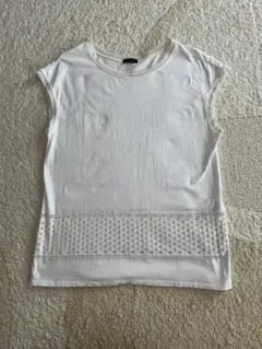 【美品】Anna Days　レース装飾ノースリーブTシャツ　Lサイズ　QVC