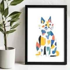 f5201 カラフルペットアート フォレストキャット メッセージ付 A4