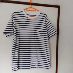 ストライプ 半袖Tシャツ 左胸ポケット付き