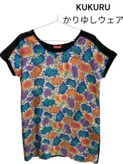 KUKURU かりゆしウェア　花柄 半袖Tシャツ　夏涼しい