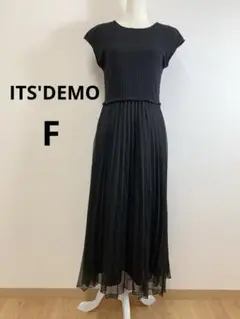 ITS'DEMO テレコプリーツドッキングワンピース ロング丈 フレア F