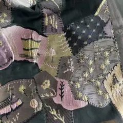 ラスト❣️パッチワーク風 高級ジャガード生地 銀糸いり 幅145×100cm