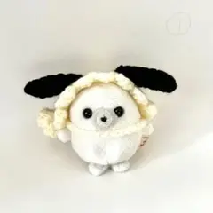 ①ちいさなぬいぐるみのシックなたれ耳ボンネット　ミニビーンズ　ハンドメイド
