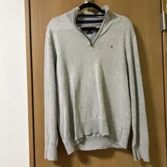 TOMMY HILFIGER トミー グレー ハーフジップ ニットセーター L
