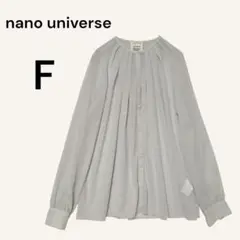 ナノユニバース ノーカラーシャツ 長袖ブラウス F 薄手 軽量素材 透け感