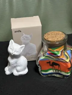 大特価！インテリア雑貨　アロマストーン猫　サンドアート