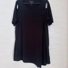 by Chicos ブラック オフショルダー チュニック アシメデザイン