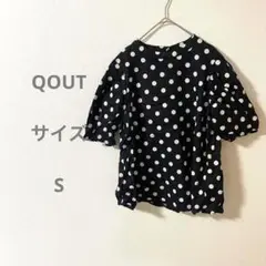 QOUT ドット柄半袖シャツ ネイビー